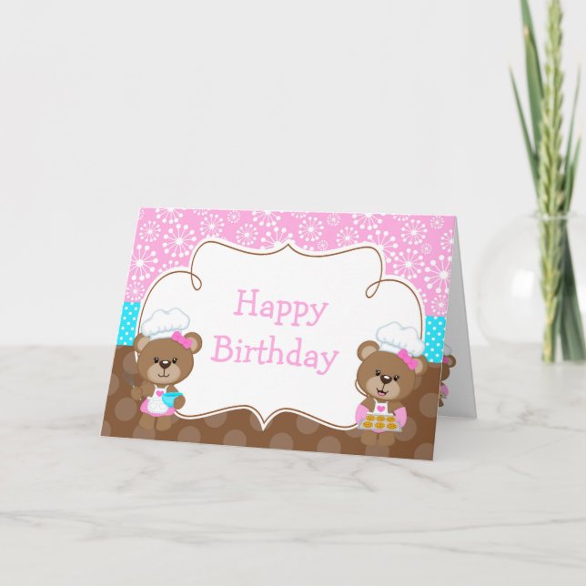 Carte Ours chef cuisinier fête (Devant)