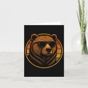 Carte Ours cool Avec Soleil Retro Wilderness