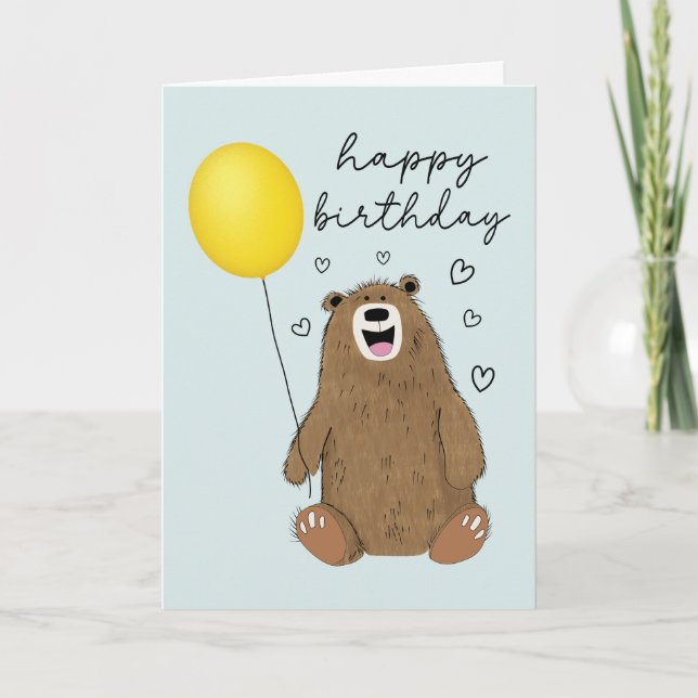 Carte Ours d'anniversaire avec ballon (Devant)