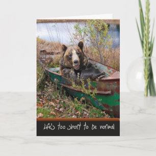 Carte Ours d'anniversaire dans le bateau de rangée