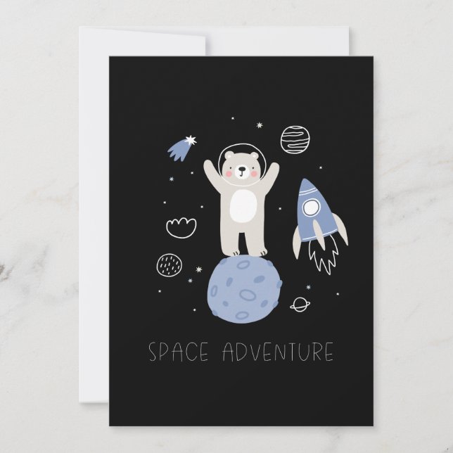 Carte Ours De Cartoon Mignonne Dans L'Espace (Devant)