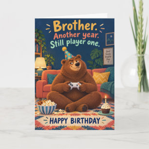 Carte Ours de jeu drôle Anniversaire Frère Joueur Un