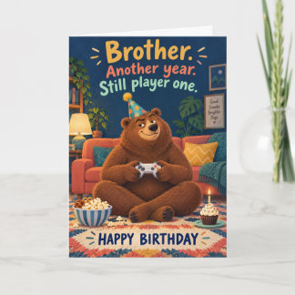 Carte Ours de jeu drôle Anniversaire Frère Joueur Un