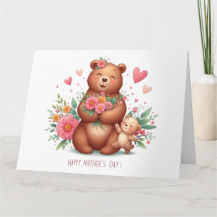 Carte Ours de maman adorable avec petit