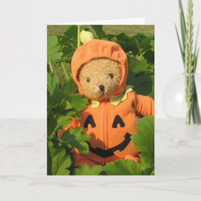 Carte Ours de nounours dans la correction de citrouille (Devant)