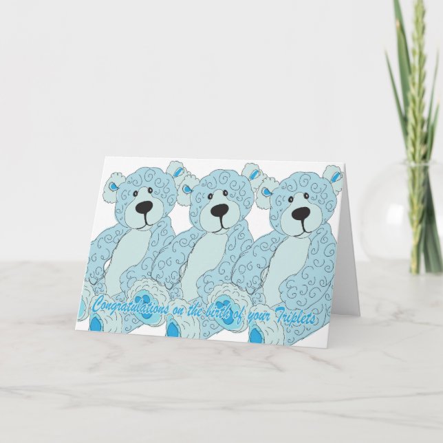 Carte Ours de nounours de félicitations de triplets dans (Devant)