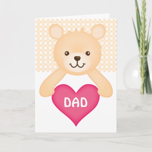 Carte Ours de nounours mignon avec le coeur du papa (Devant)