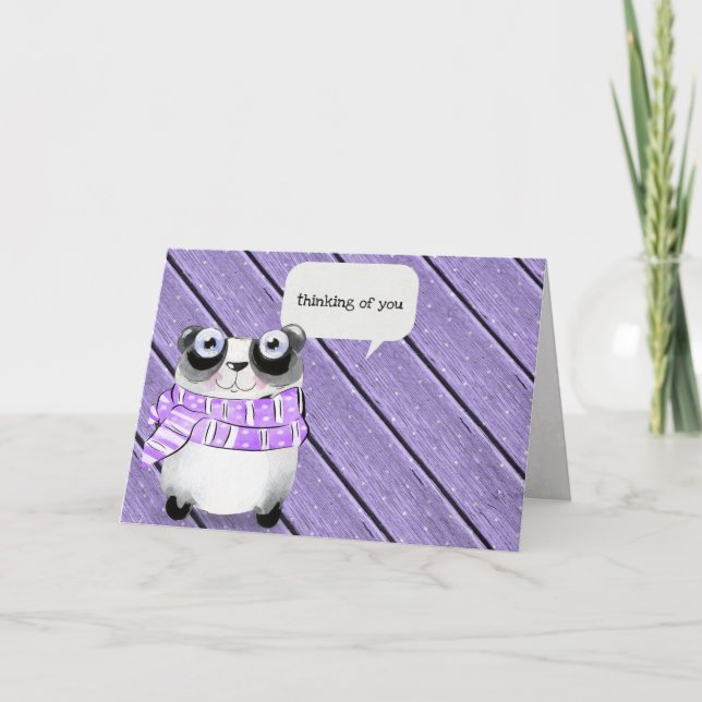 Carte ours de panda avec écharpe d'hiver (Devant)