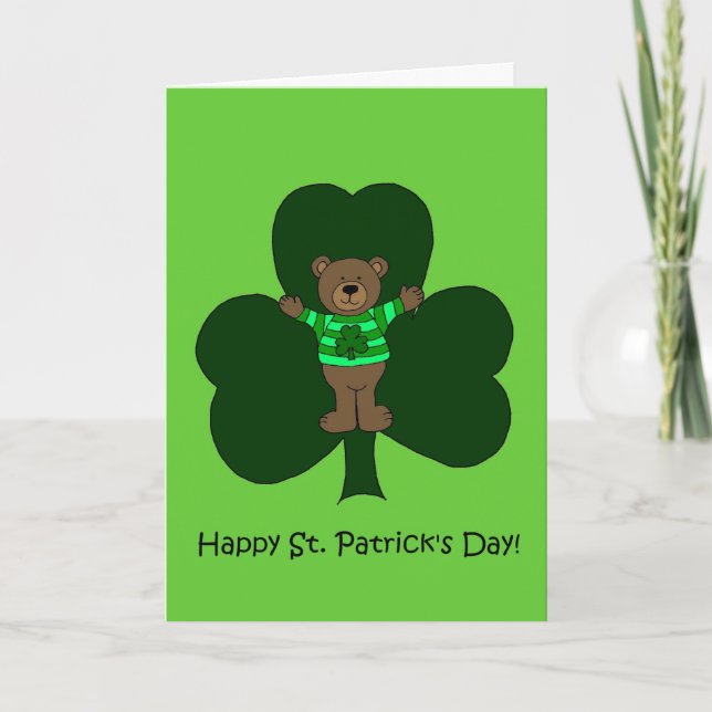 Carte Ours du jour de St Patrick en vert (Devant)