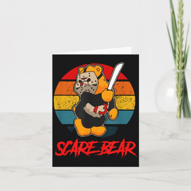 Carte Ours effrayant Ours d'horreur avec couteau Hallowe (Devant)