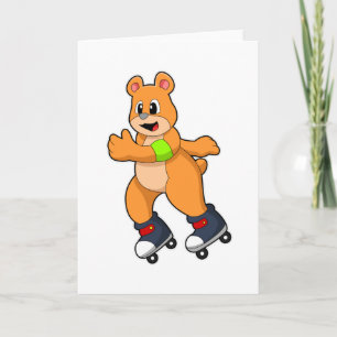 Carte Ours en patineur avec des rollers