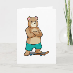 Carte Ours en patineur avec skateboard