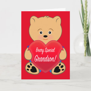 Carte Ours en peluche avec coeur Anniversaire Grand-fils
