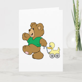 Carte ours en peluche avec jouet canard