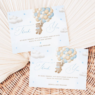 Carte Ours en peluche avec Merci Bleu Ballons