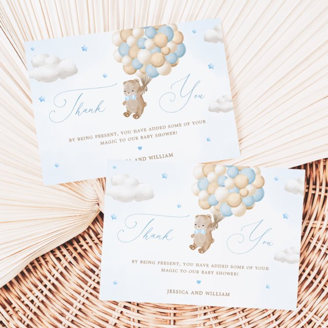 Carte Ours en peluche avec Merci Bleu Ballons (Créateur téléchargé)