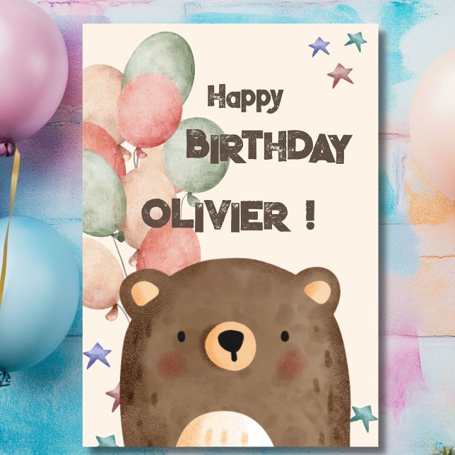 Carte Ours en peluche marron joyeux anniversaire pour to (Créateur téléchargé)