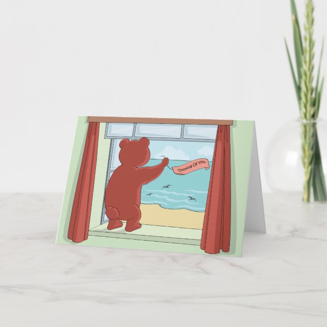 Carte Ours en peluche Pensées pour toi Art mignon (Devant)