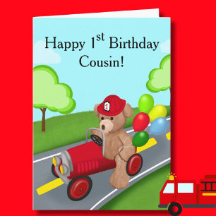 Carte Ours en peluche pour le 1er anniversaire de cousin