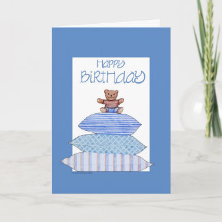 Carte Ours en peluche sur les coussins Anniversaire