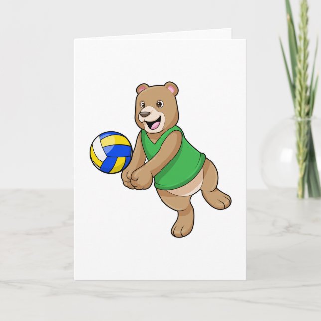 Carte Ours en tant que joueur de volley avec ballon de v (Devant)