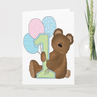 Carte Ours et ballons d'anniversaire