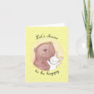 Carte Ours et lapin Inspirationnel Bonheur Positif