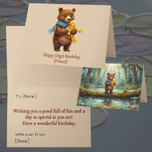 Carte Ours Fantaisiste & Caneton Anniversaire Enfant