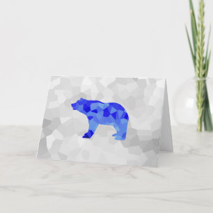 Carte Ours géométrique bleu d'hiver de Bonnes Fêtes