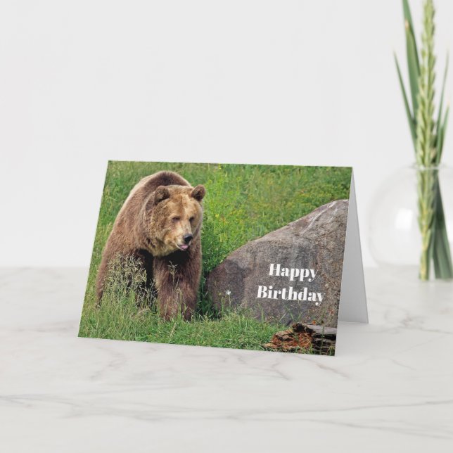 Carte Ours Grizzly Brown photo Anniversaire (Devant)