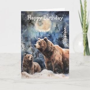Carte Ours Grizzly et bébé