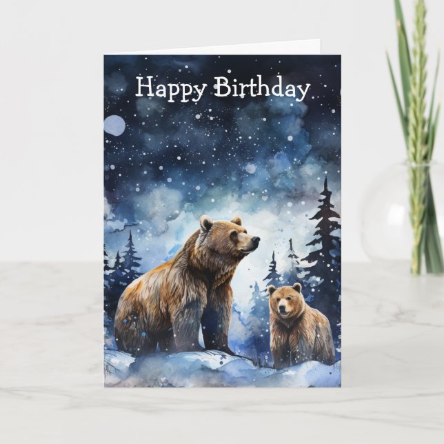 Carte Ours Grizzly et bébé (Devant)