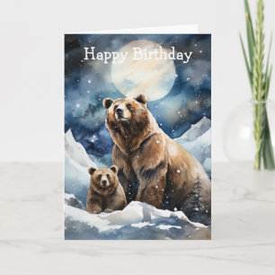 Carte Ours Grizzly et bébé