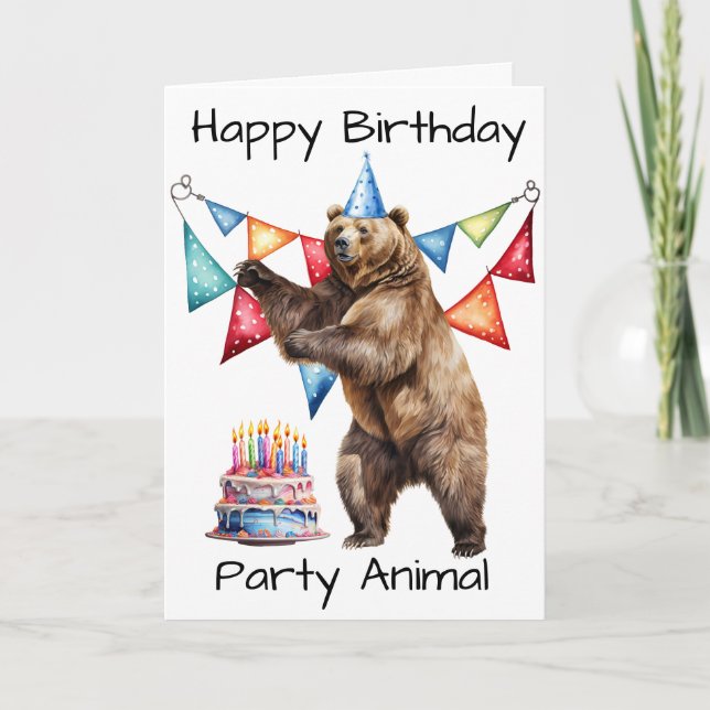Carte Ours Joyeux Anniversaire Fête Animal (Devant)