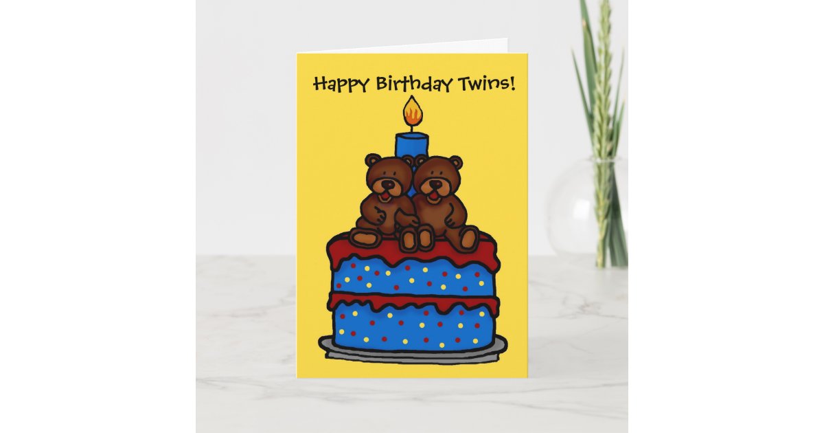 Carte Ours Jumeaux A L Anniversaire De Cake Zazzle Fr