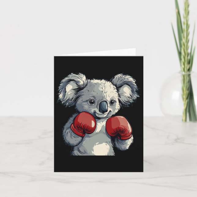 Carte Ours Koala À L'Aspect Amical Avec Globe Boxe Drôle (Devant)