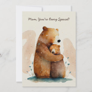 Carte Ours Maman Aquarelle Fête des Mères