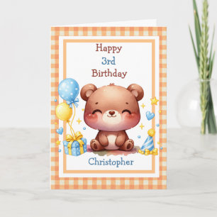 Carte Ours mignon pour l'anniversaire de garçons de tout