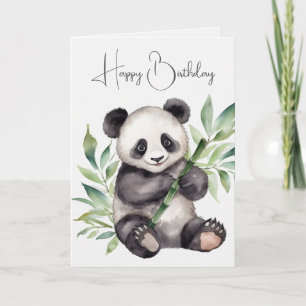 Carte Ours Panda Anniversaire Avec Bambou