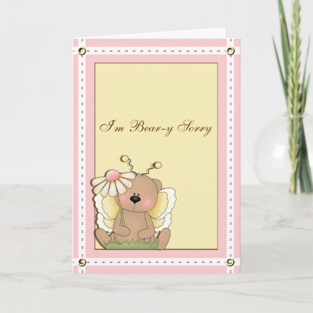 Carte Ours papillon d'anniversaire tardif (Devant)