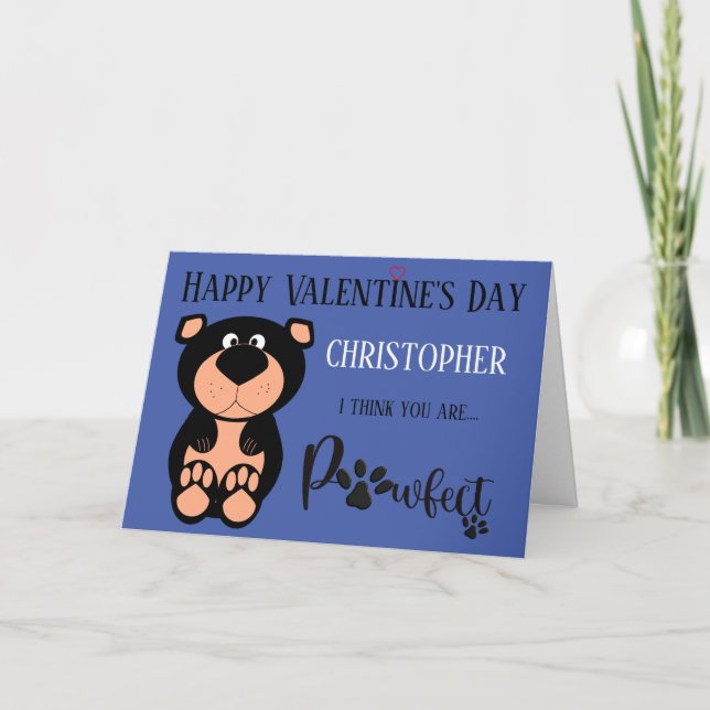 Carte Ours Personnalisé Mignon Joyeuse Saint-Valentin No (Devant)
