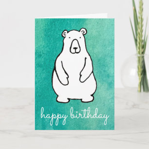 Carte Ours Polaire Blanc Dessin Animé Drôle Joyeux Anniv