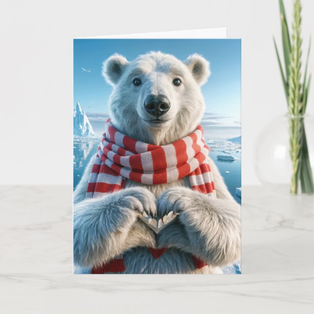 Carte Ours polaire de la Saint-Valentin avec des pattes  (Devant)