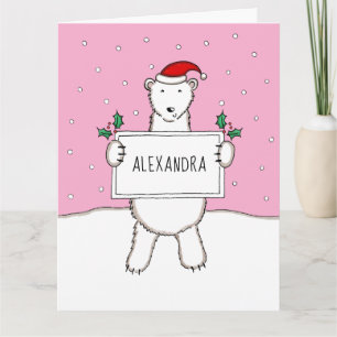 Carte Ours polaire de Noël personnalisé