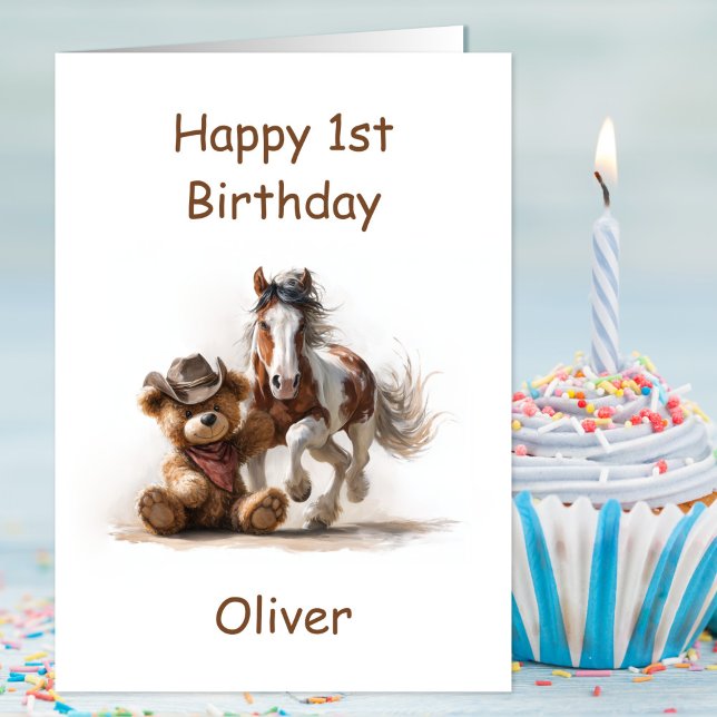 Carte Ourson cow-boy 1er anniversaire (Créateur téléchargé)