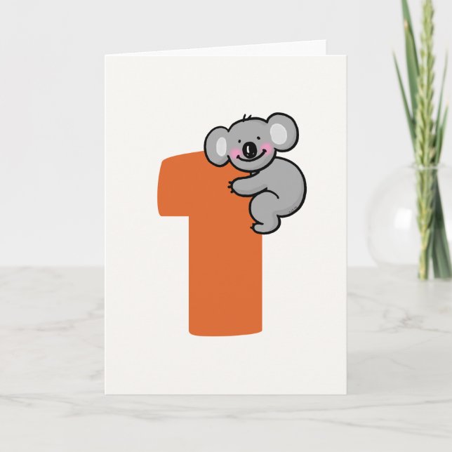 Carte Ourson Koala Mignon Un An Douce Première Année (Devant)
