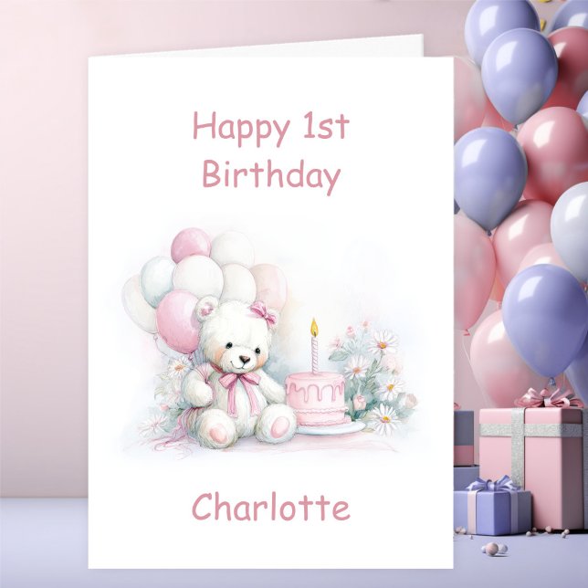 Carte Ourson Mignon 1er Anniversaire (Créateur téléchargé)