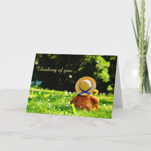 Carte Ourson Mignon Pensant à Vous (Devant)