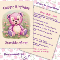 Ourson Rose pour le Premier Anniversaire de Petite