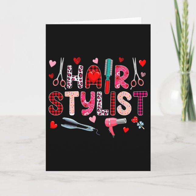 Carte Outils de coiffeur Saint-Valentin léopard mignon I (Devant)